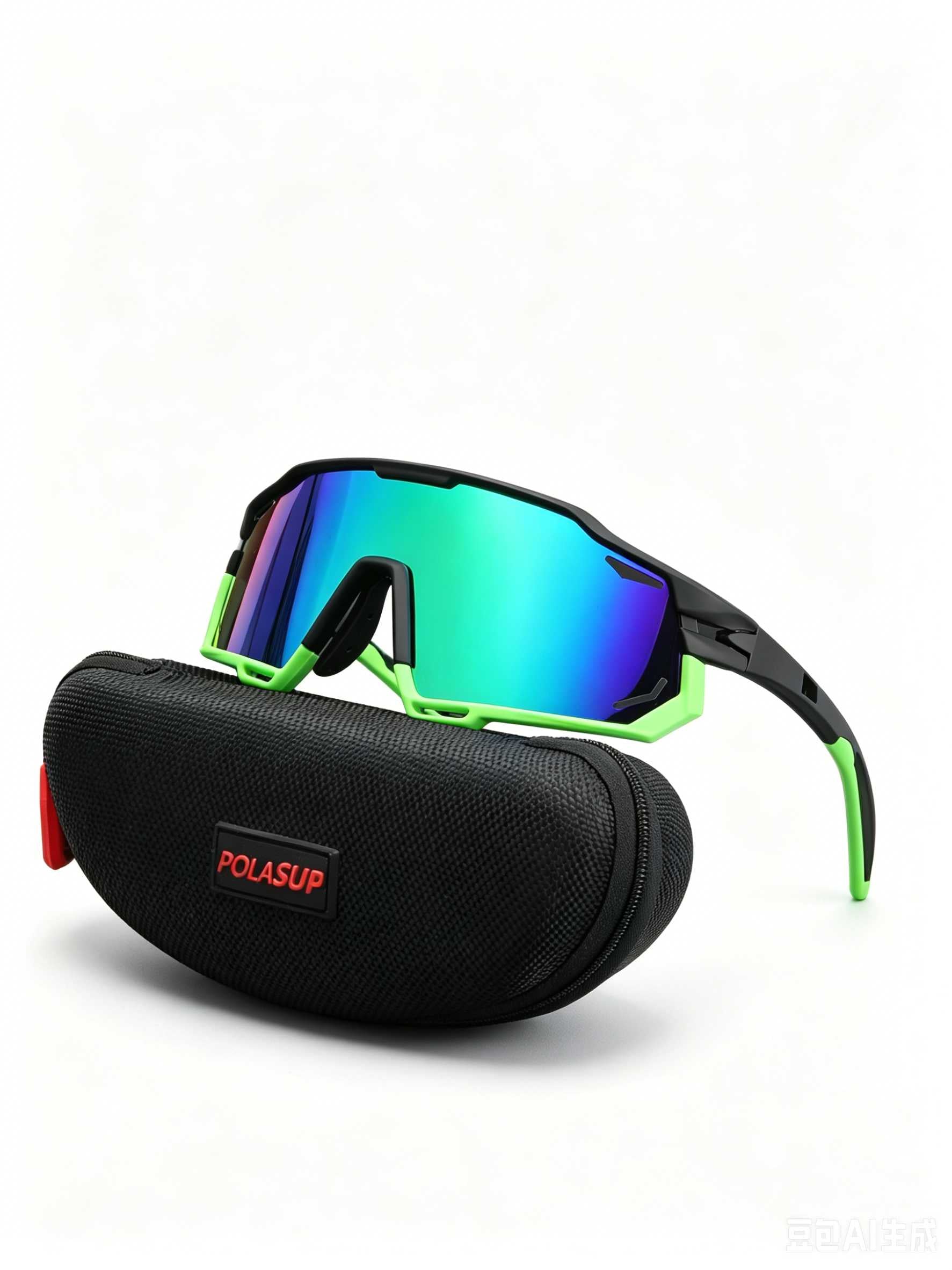 POLASUP Cycling Series X9932  Polarized Sport Sunglasses for Men Women, UV400 Protection Cycling Sunglasses with Hard Case, Oversized Shield Lens for Running, Baseball, Fishing & Outdoor Activities
