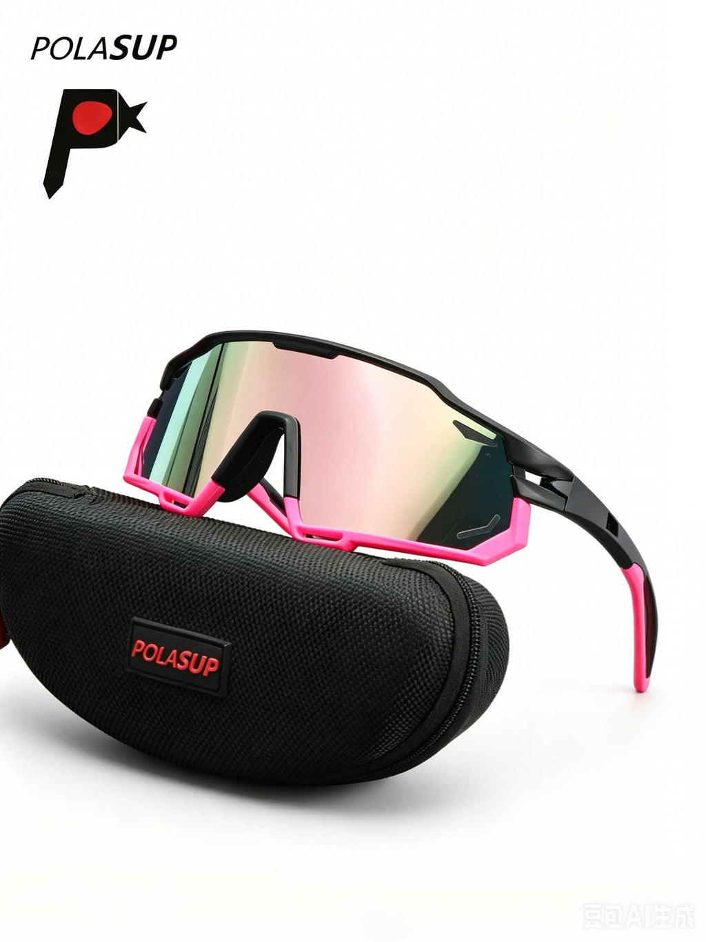 POLASUP Cycling Series X9932  Polarized Sport Sunglasses for Men Women, UV400 Protection Cycling Sunglasses with Hard Case, Oversized Shield Lens for Running, Baseball, Fishing & Outdoor Activities