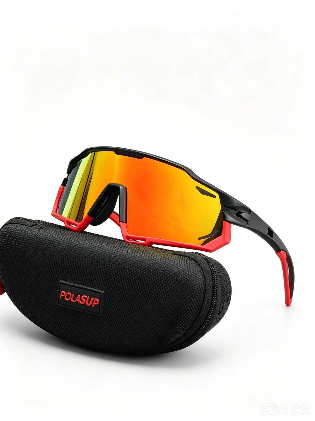 POLASUP Cycling Series X9932  Polarized Sport Sunglasses for Men Women, UV400 Protection Cycling Sunglasses with Hard Case, Oversized Shield Lens for Running, Baseball, Fishing & Outdoor Activities