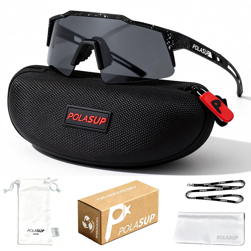 POLASUP Cycling Series 22131 Sports Sunglasses for Men Women, UV400 Protection, Ideal for Cycling, Running, Baseball, Outdoor Activities with Hard Case