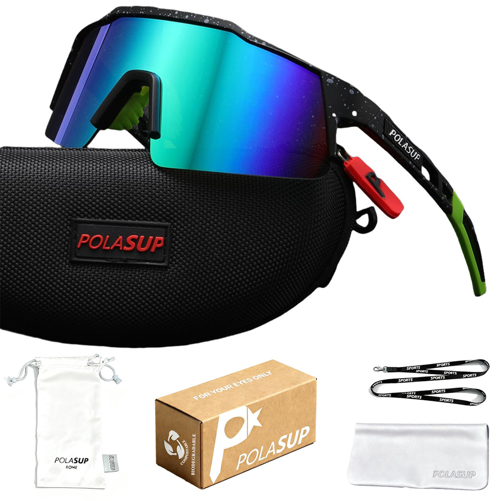 POLASUP Cycling Series 22131 Sports Sunglasses for Men Women, UV400 Protection, Ideal for Cycling, Running, Baseball, Outdoor Activities with Hard Case