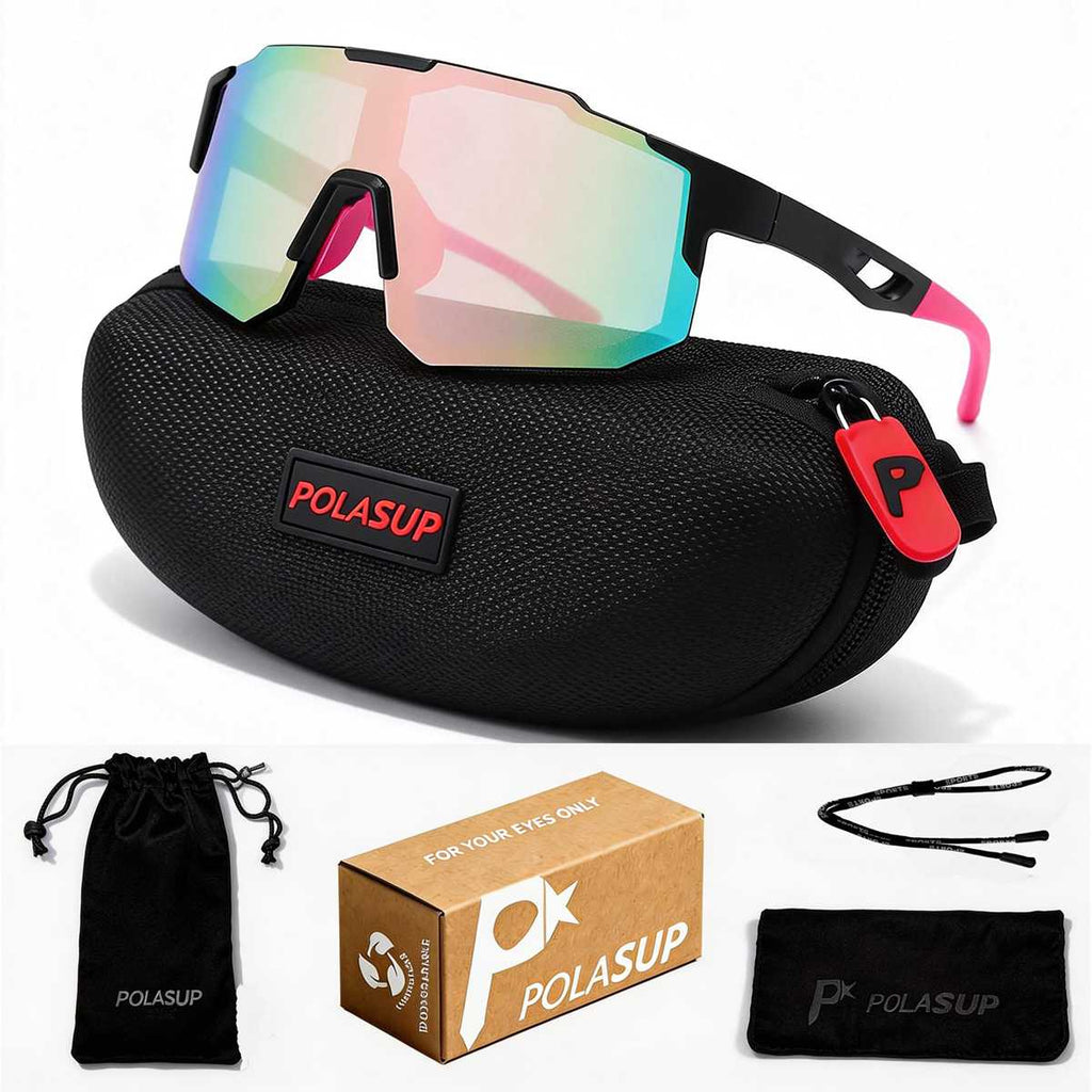 POLASUP Cycling Series X9337C5 Polarized Sports Sunglasses for Men Women, UV400 Protection Cycling Sunglasses, Lightweight Frame for Running Fishing Driving