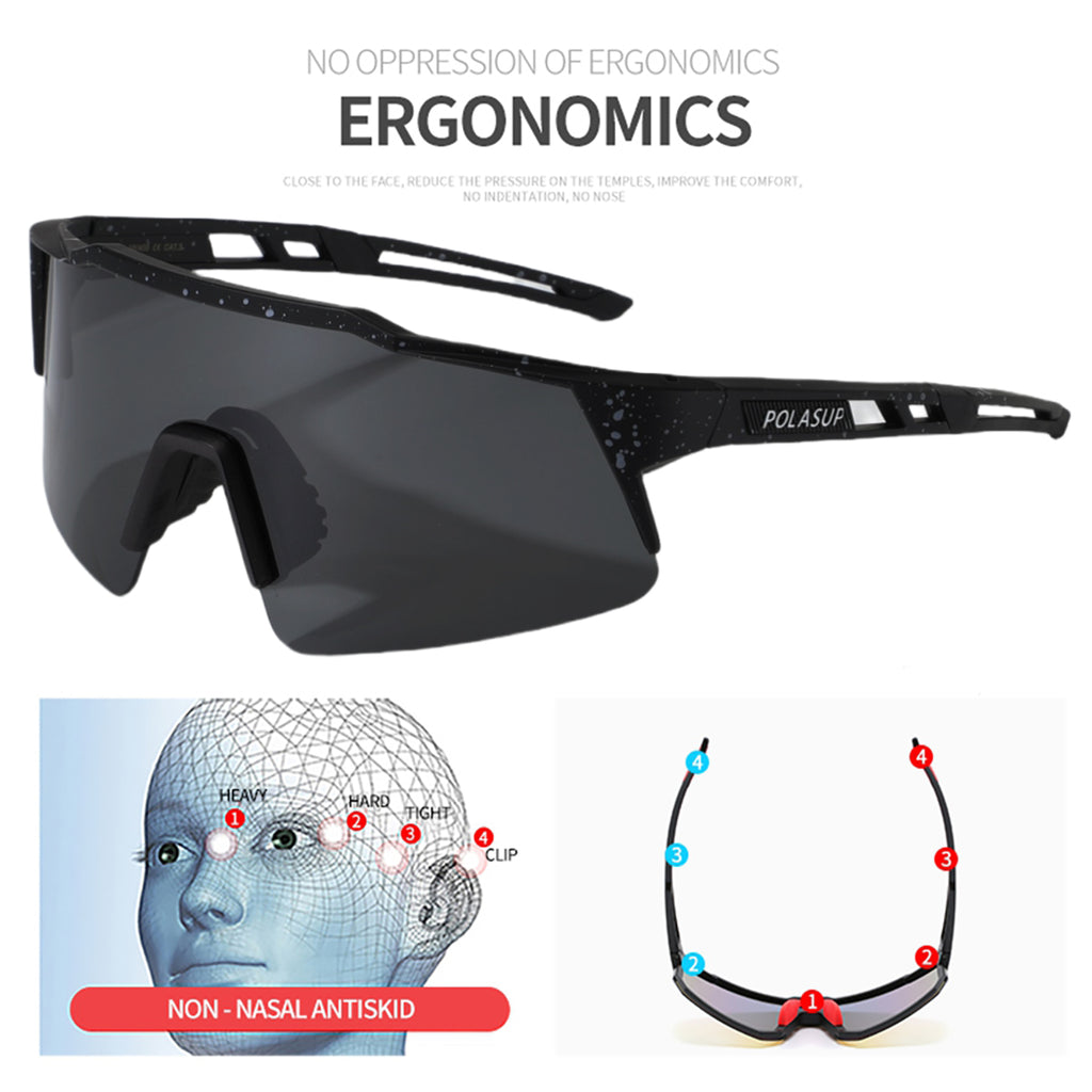 POLASUP Cycling Series 22131 Sports Sunglasses for Men Women, UV400 Protection, Ideal for Cycling, Running, Baseball, Outdoor Activities with Hard Case