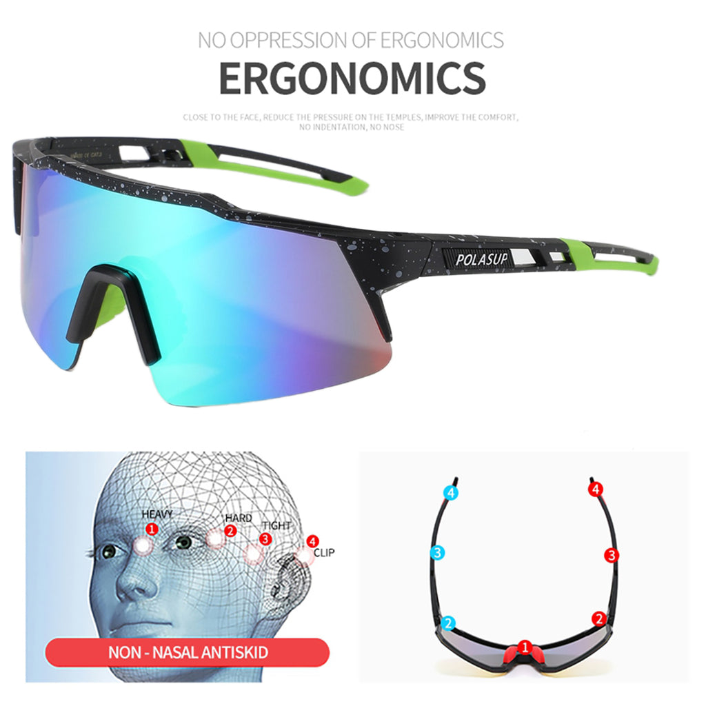 POLASUP Cycling Series 22131 Sports Sunglasses for Men Women, UV400 Protection, Ideal for Cycling, Running, Baseball, Outdoor Activities with Hard Case