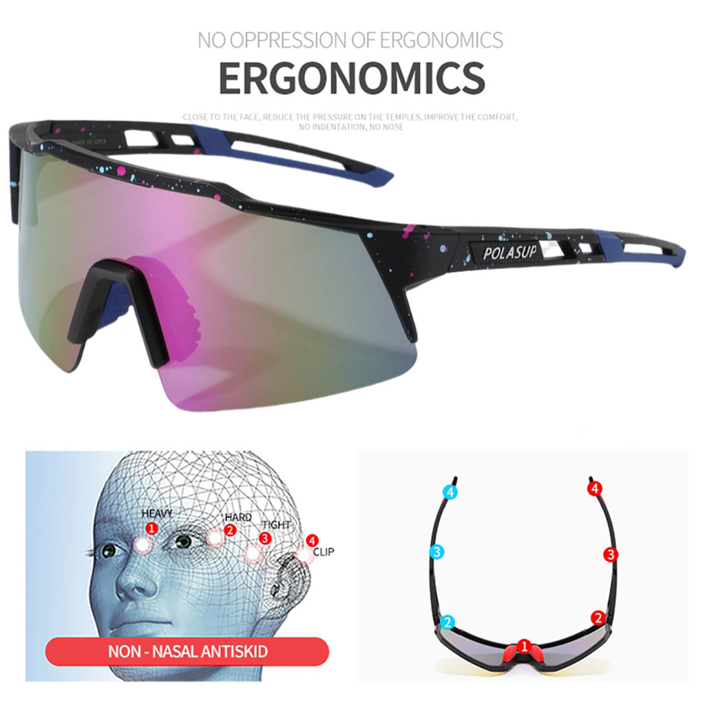 POLASUP Cycling Series 22131 Sports Sunglasses for Men Women, UV400 Protection, Ideal for Cycling, Running, Baseball, Outdoor Activities with Hard Case