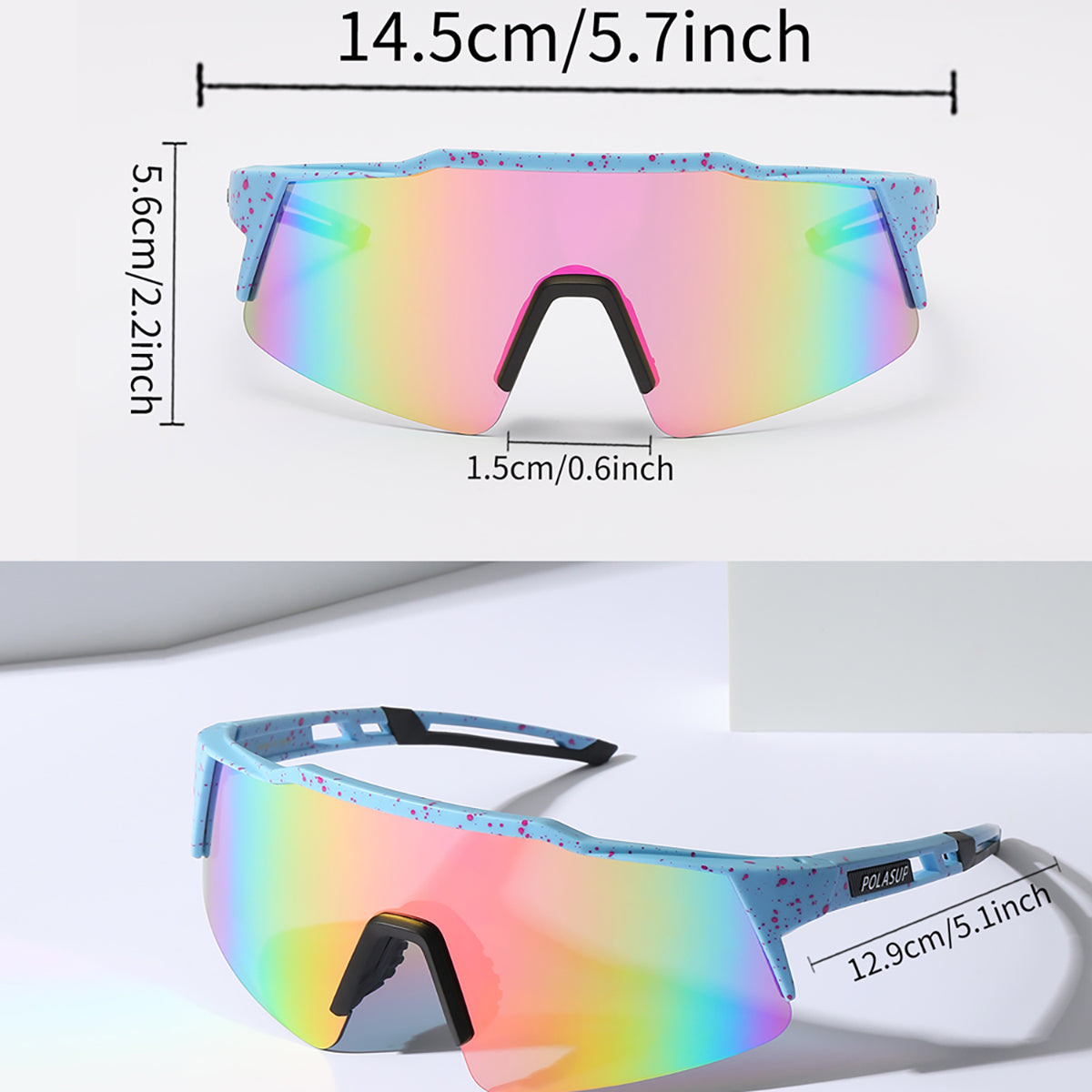 POLASUP Cycling Series 22131 Sports Sunglasses for Men Women, UV400 Protection, Ideal for Cycling, Running, Baseball, Outdoor Activities with Hard Case