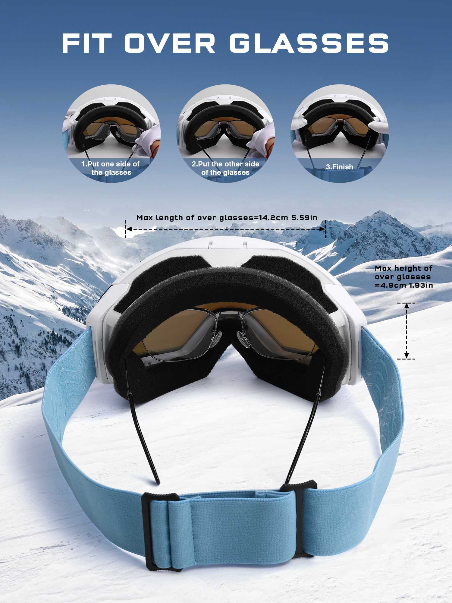 POLASUP Mountain Series 3067 Ski Goggles for Men Women, UV400 Eye Protection, Triple Sponge Windproof Design, Anti-Fog Lenses for Snowboarding & Winter Sports with Carrying Pouch