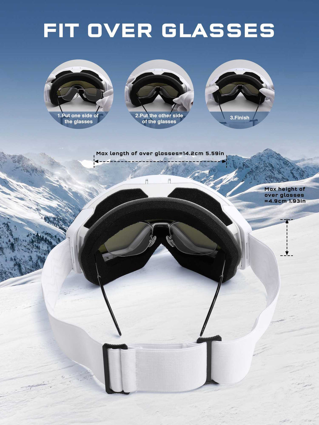 POLASUP Mountain Series 3067 Ski Goggles for Men Women, UV400 Eye Protection, Triple Sponge Windproof Design, Anti-Fog Lenses for Snowboarding & Winter Sports with Carrying Pouch