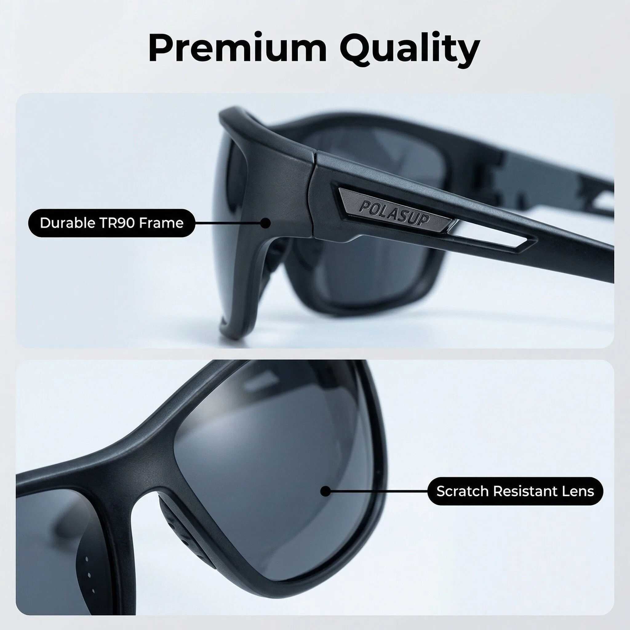 POLASUP Running Series P1480C1 Polarized Sports Sunglasses for Men, UV400 Protection, Lightweight Frame for Driving & Outdoor