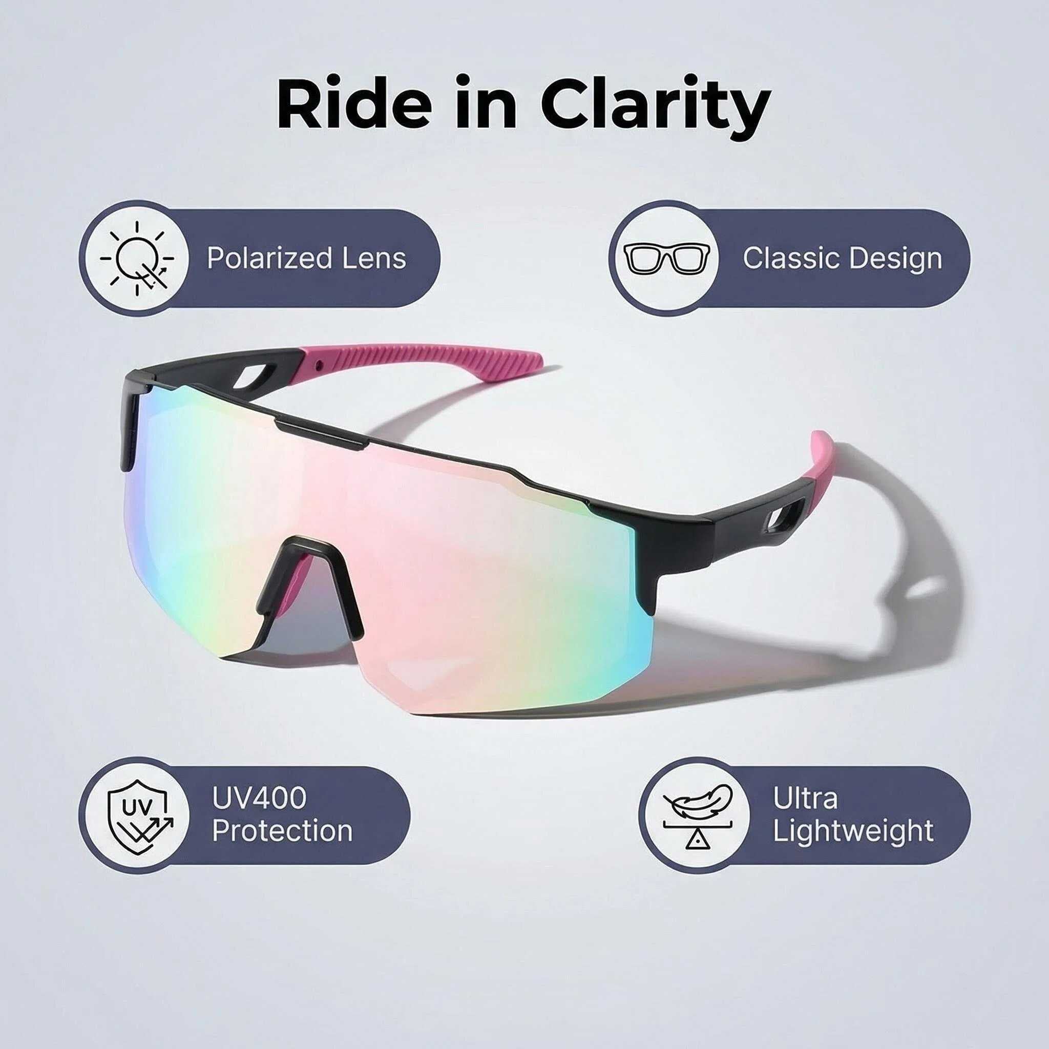 POLASUP Cycling Series X9337C5 Polarized Sports Sunglasses for Men Women, UV400 Protection Cycling Sunglasses, Lightweight Frame for Running Fishing Driving