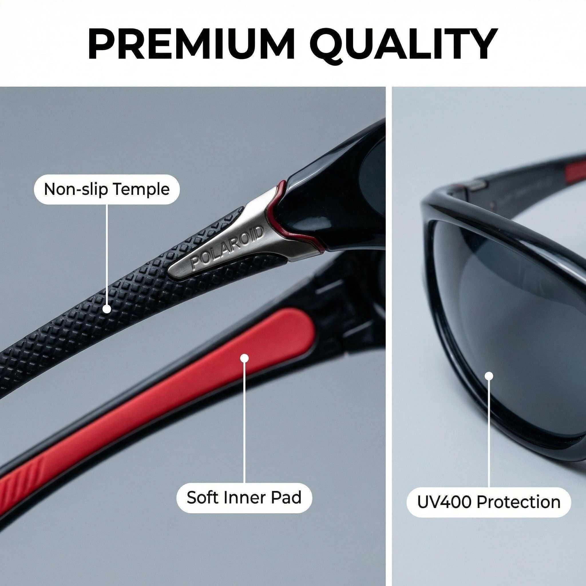 POLASUP Running Series JH3409C1 Polarized Sports Sunglasses for Men Women, UV400 Protection Wrap Around Sun Glasses for Driving Fishing Cycling