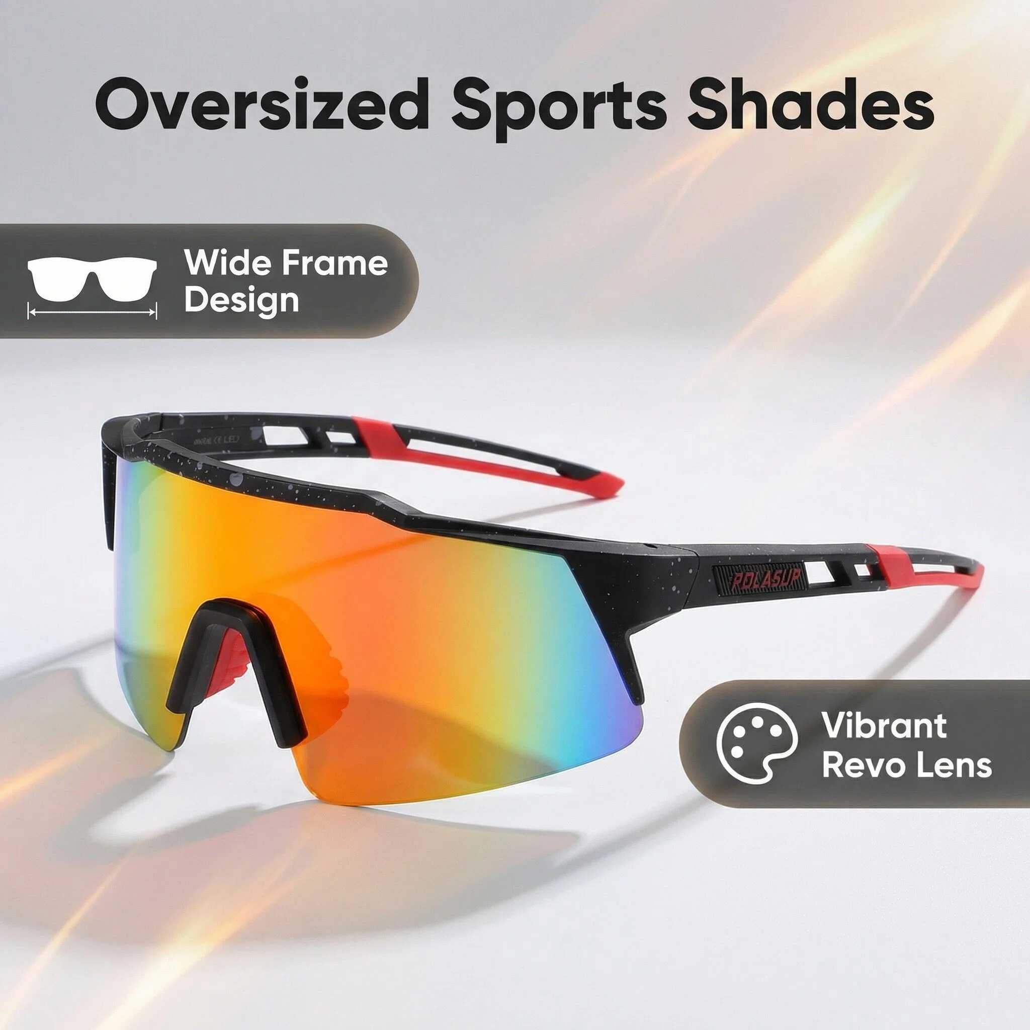 POLASUP Cycling Series 22131 Sports Sunglasses for Men Women, UV400 Protection, Ideal for Cycling, Running, Baseball, Outdoor Activities with Hard Case