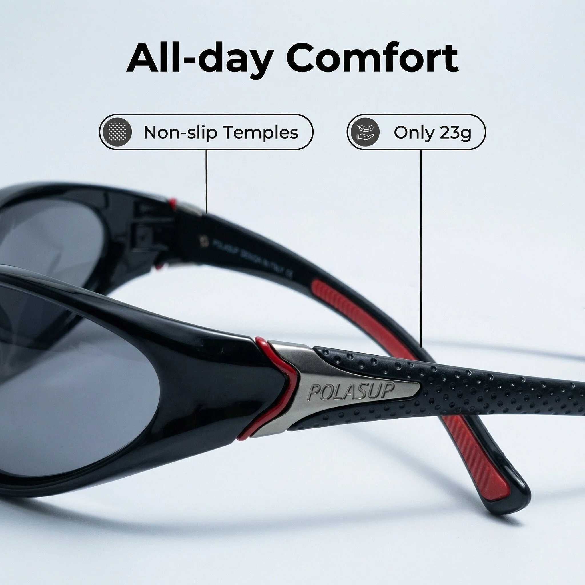 POLASUP Running Series JH3409C1 Polarized Sports Sunglasses for Men Women, UV400 Protection Wrap Around Sun Glasses for Driving Fishing Cycling