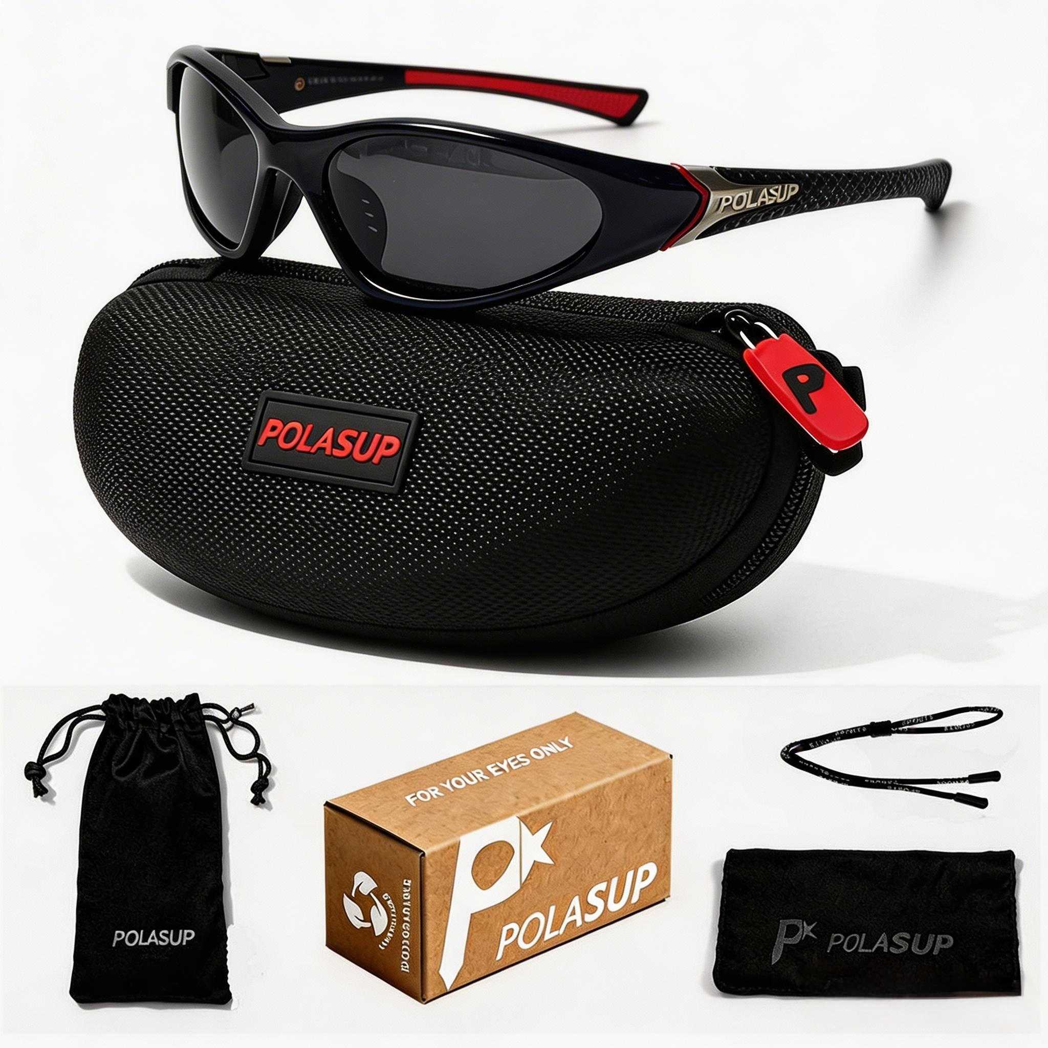 POLASUP Running Series JH3409C1 Polarized Sports Sunglasses for Men Women, UV400 Protection Wrap Around Sun Glasses for Driving Fishing Cycling